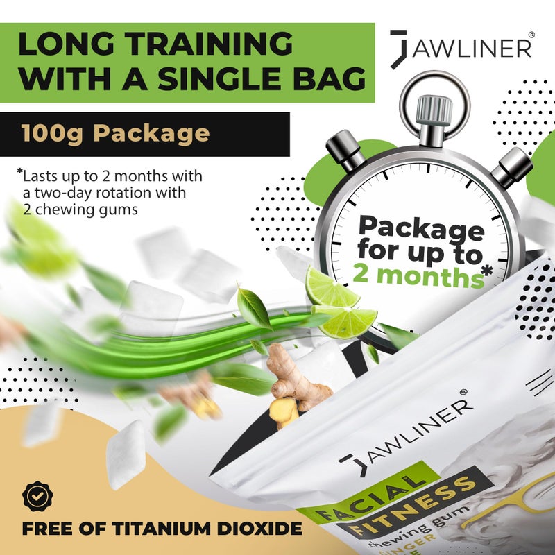 Jawliner® - Pioneers the Toughest Handmade 15x Harder Jawline Gum Includes 12 Weeks Coaching - Sugar-Free Ginger Lime Hard Gum - Jawline Exerciser for Mewing - Chewing Gum Shaping Jaw (2 Months Pack) - Image 5